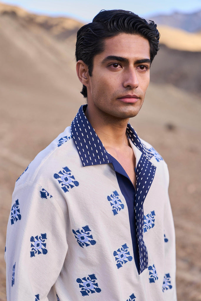 KANTHA STITCH IKAT SHIRT - dash and dot dash and dot
