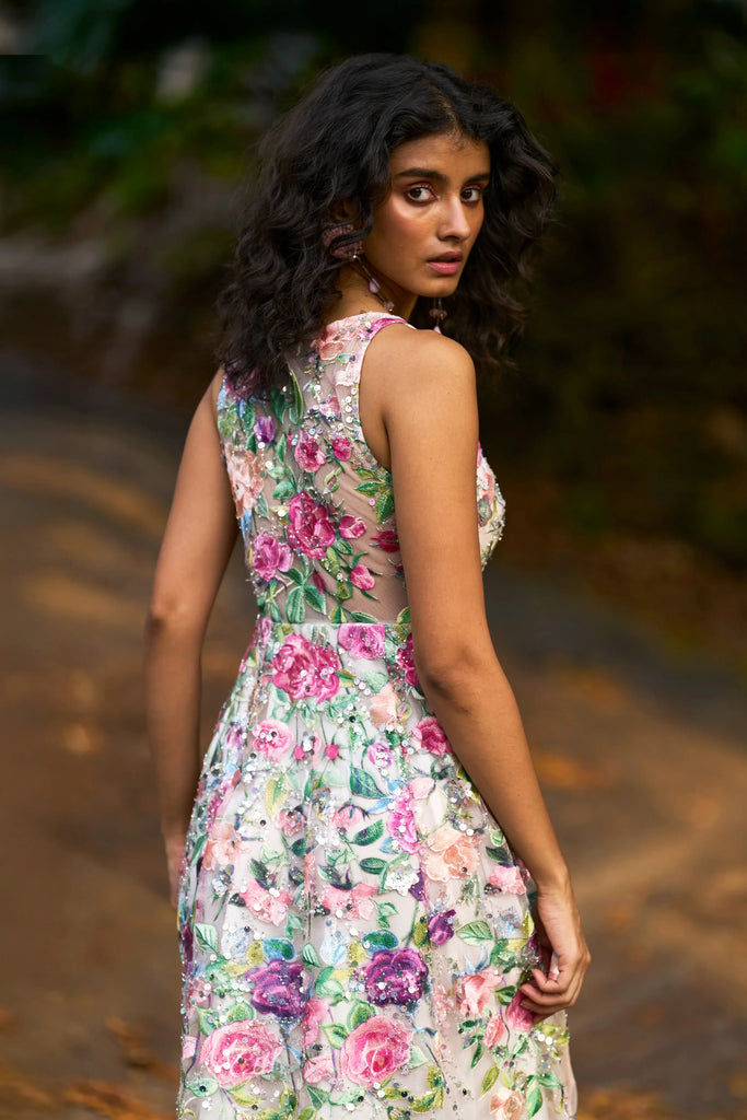 FLORAL SEQUIN MESH GOWN dash and dot