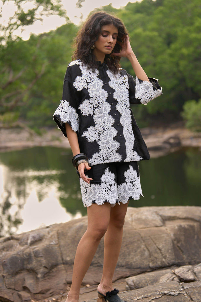 SILK LINEN LACE SHORTS - dash and dot dash and dot