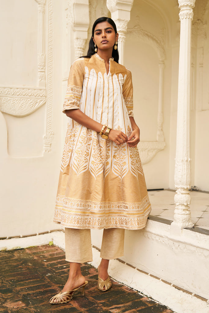 BENARES SILK BROCADE A-LINE JACKET dash and dot