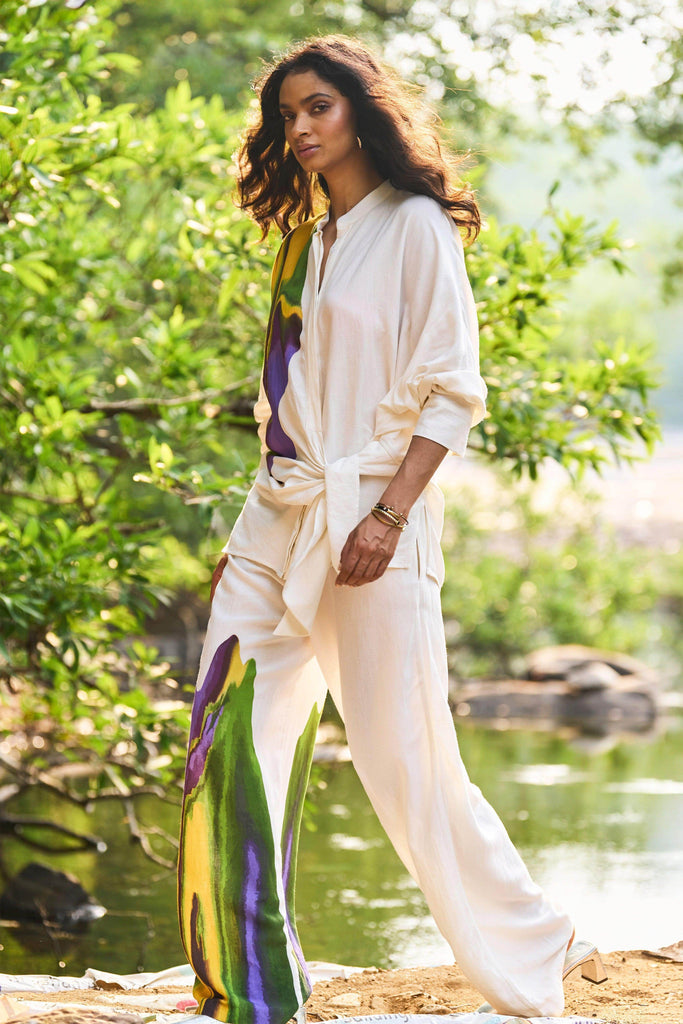 PRINTED LINEN PANT - dash and dot dash and dot