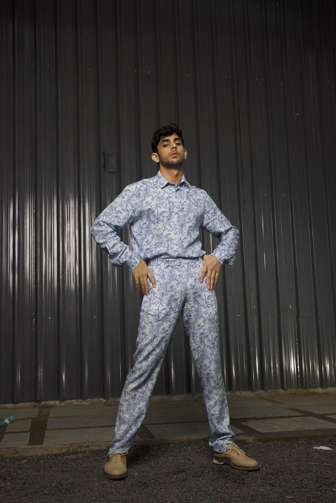 TONAL BLUE PRINTED SET - dash and dot dash and dot