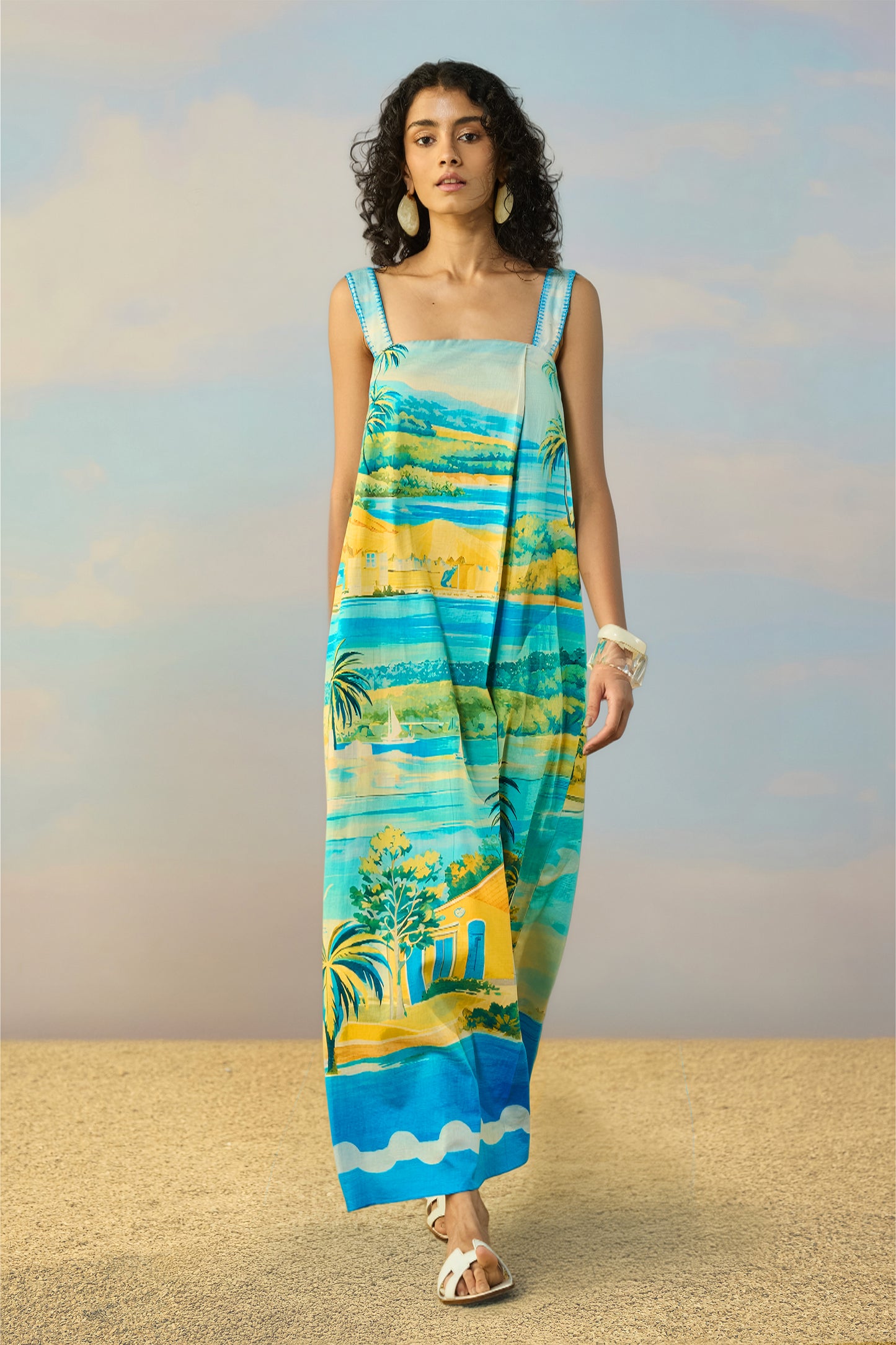 SCENIC PRINT MAXI DRESS