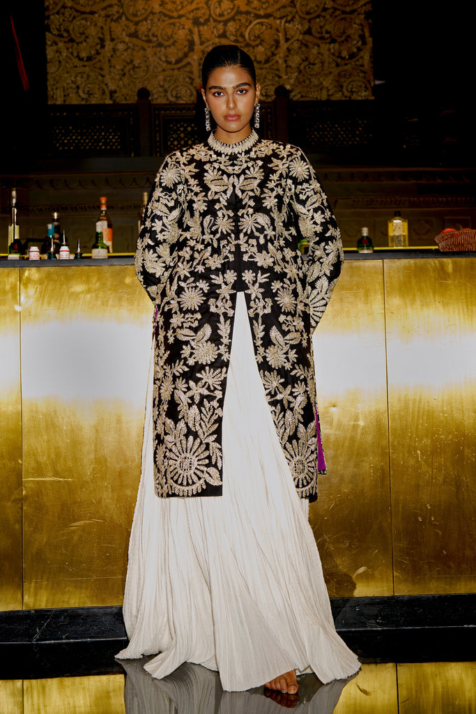 GOTA EMBROIDERED LONGLINE JACKET dash and dot