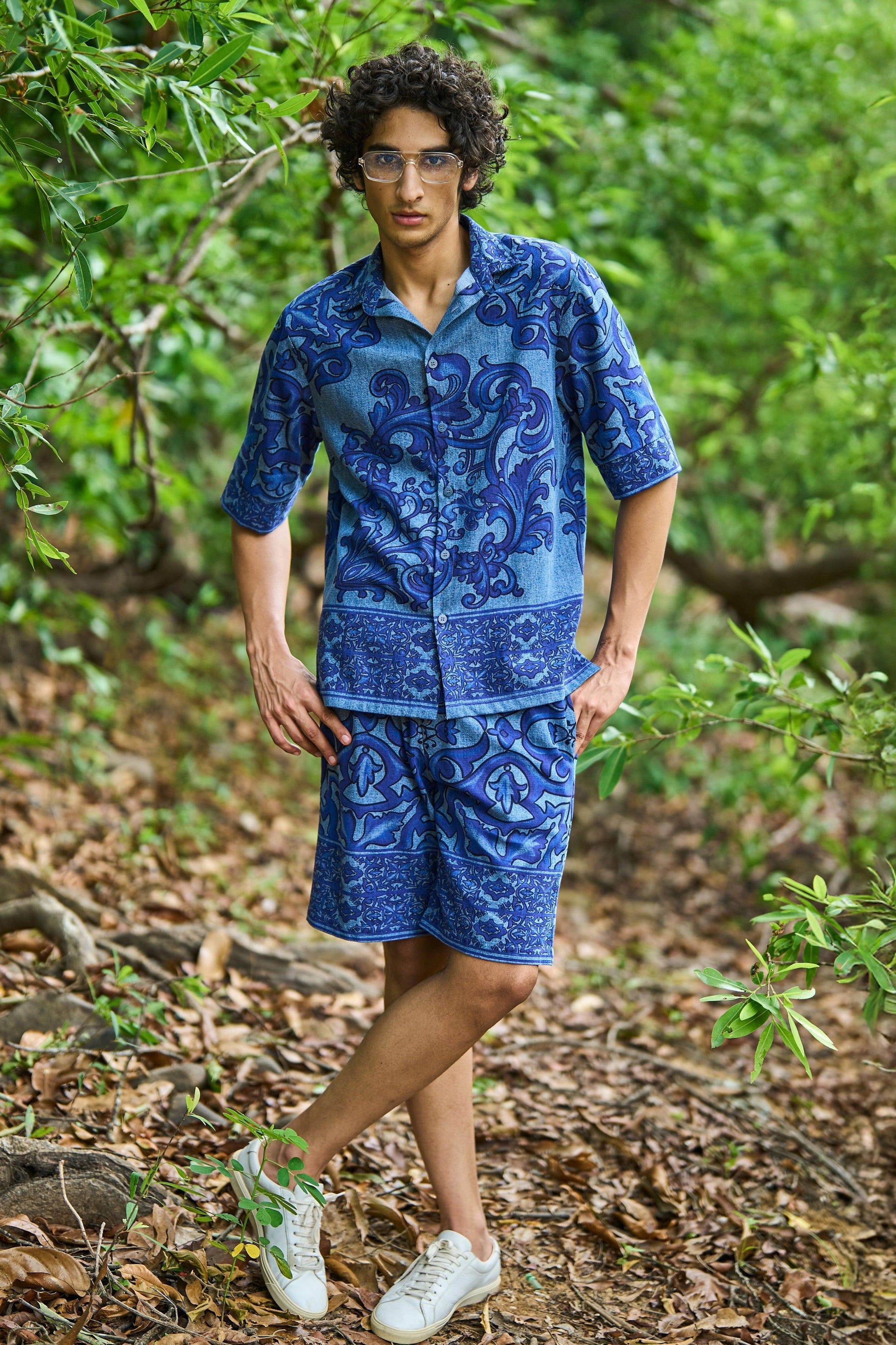 DENIM PRINTED SHORTS SET - dash and dot