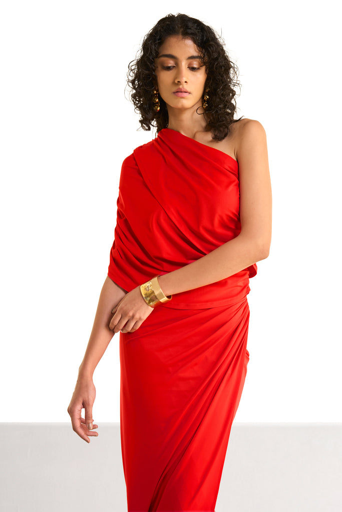 ONE SHOULDER DRAPED KNIT TOP dash and dot
