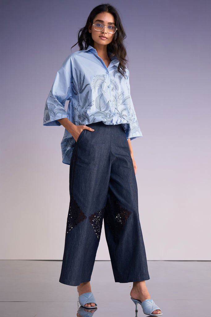 JARDIN EMBROIDERED BOXY SHIRT dash and dot