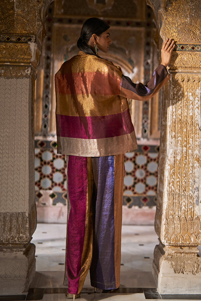 BENARES TISSUE STRIPED PANT SET dash and dot