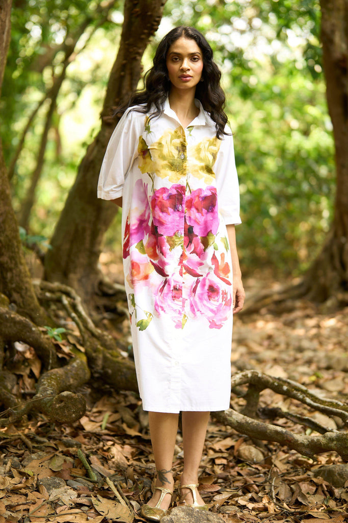 WATERCOLOUR FLORAL SHIRT DRESS - dash and dot dash and dot