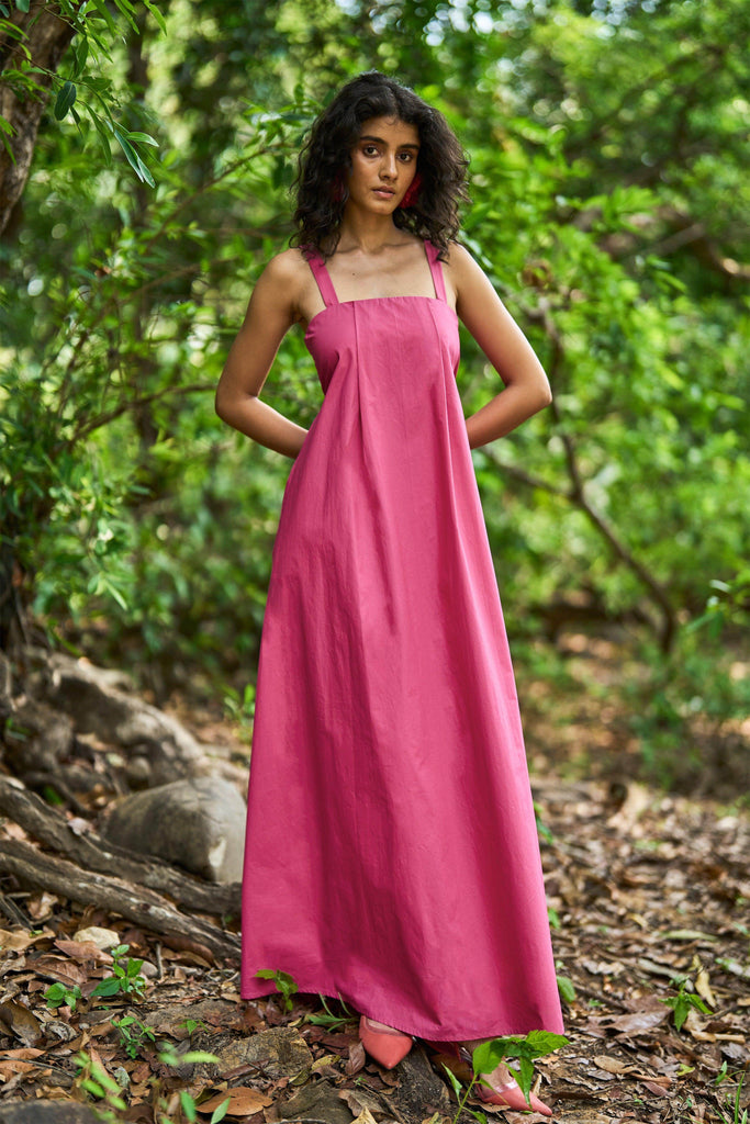 FUCHSIA POPLIN MIDI - dash and dot dash and dot