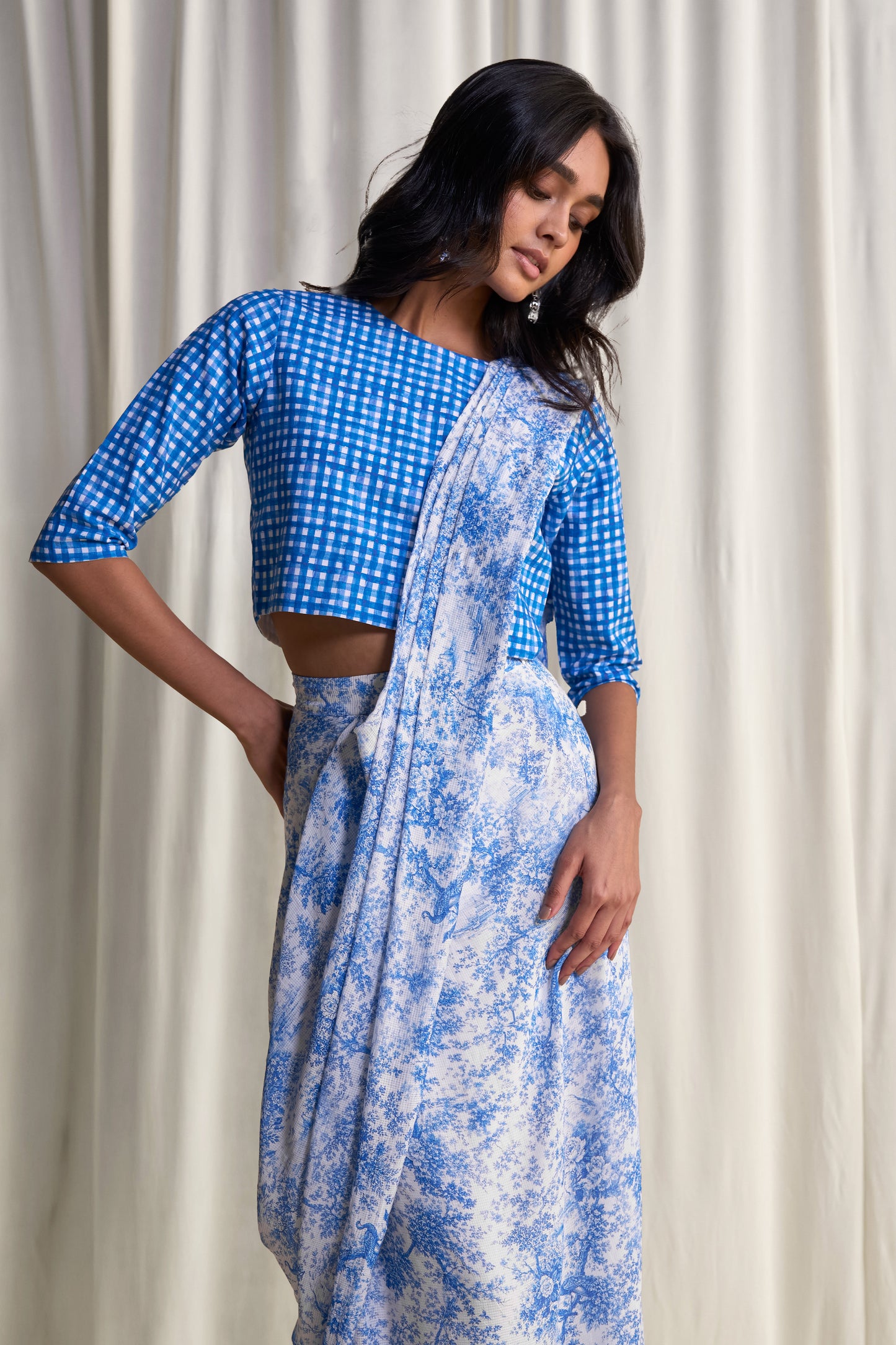 TOILE PRINT SARI DRAPE SKIRT