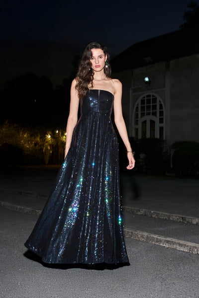 OFF-SHOULDER SEQUIN GOWN