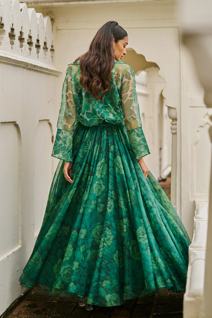 PRINTED ORGANZA MAXI SKIRT dash and dot