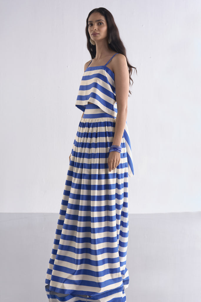 FLOWING STRIPED MAXI SKIRT dash and dot