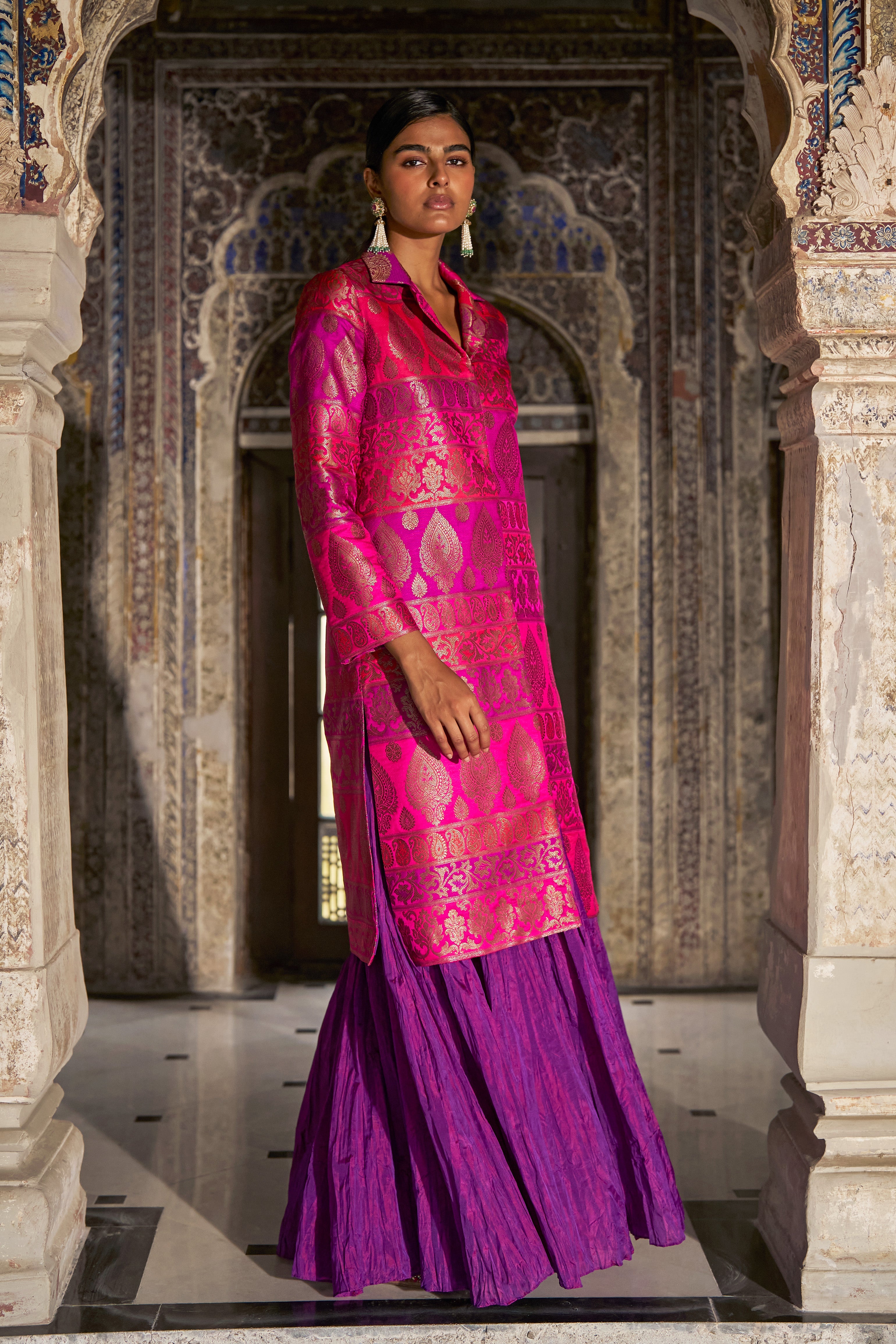 Dash and Dot - BENARES BROCADE JACKET, BRALETTE AND CRUSHED SKIRT | Online  Store – dash and dot