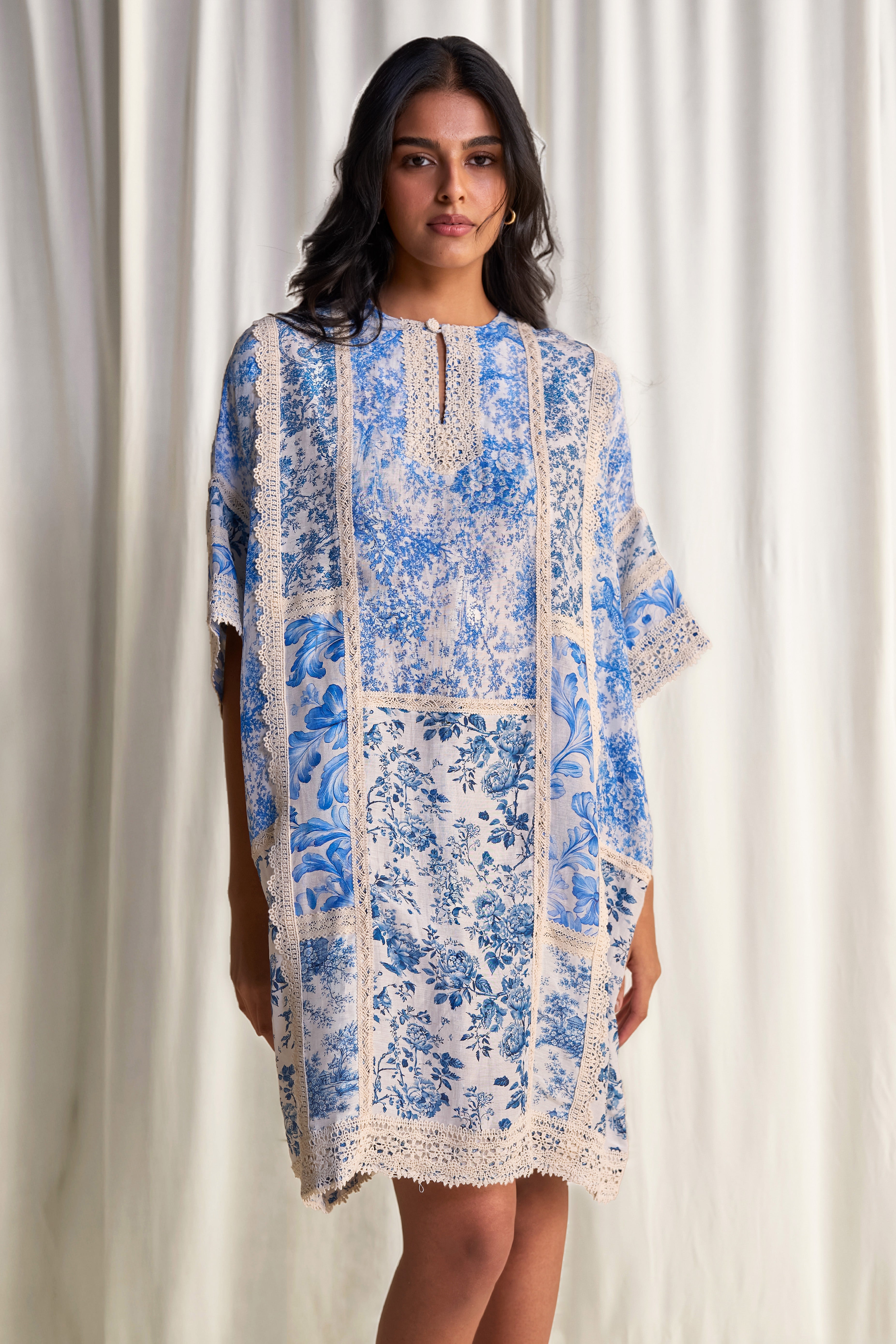 linen shirt dress canada Nahla Linen Dress (Royal/White)