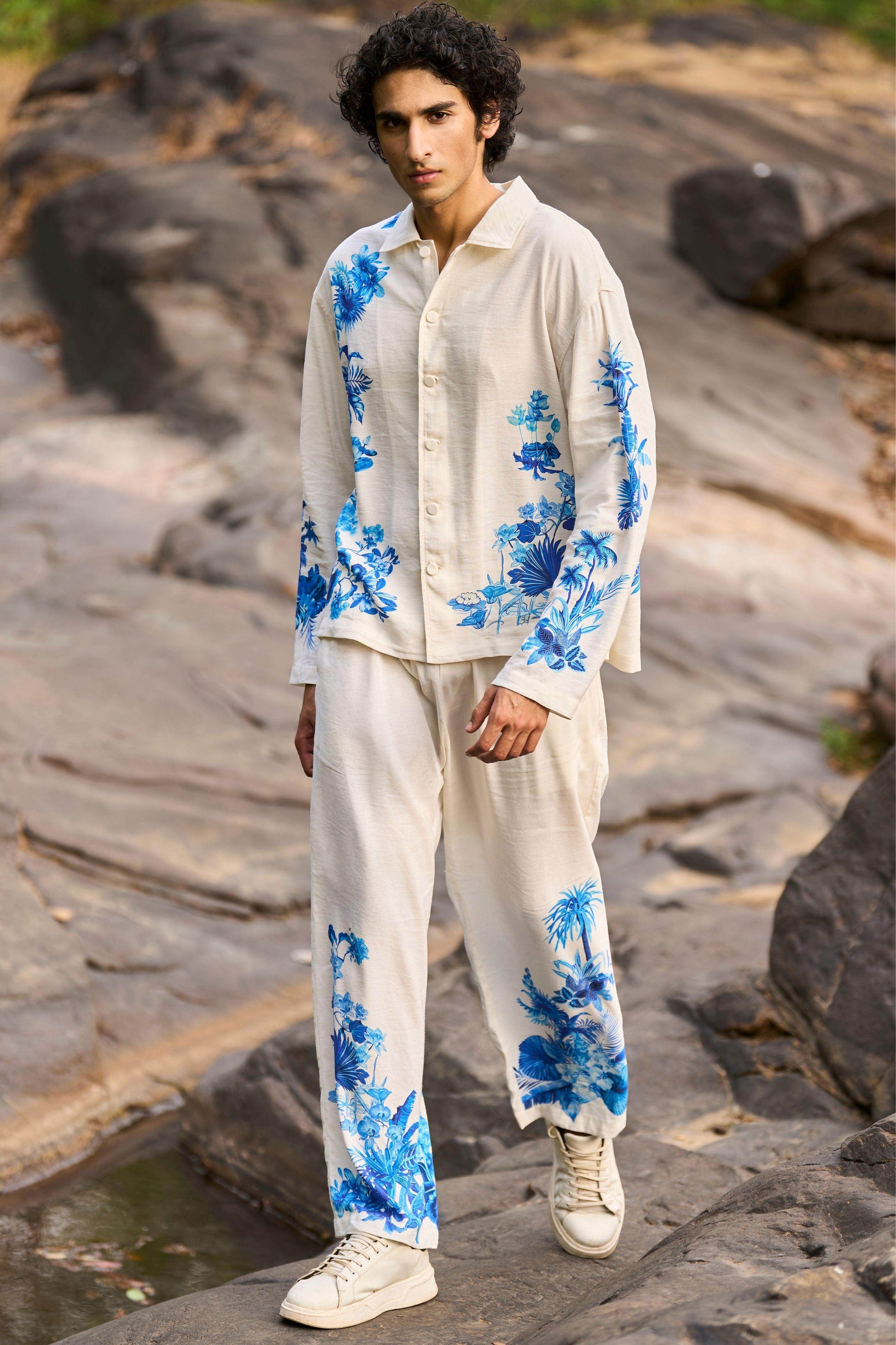 LINEN PRINTED PANT SET - dash and dot