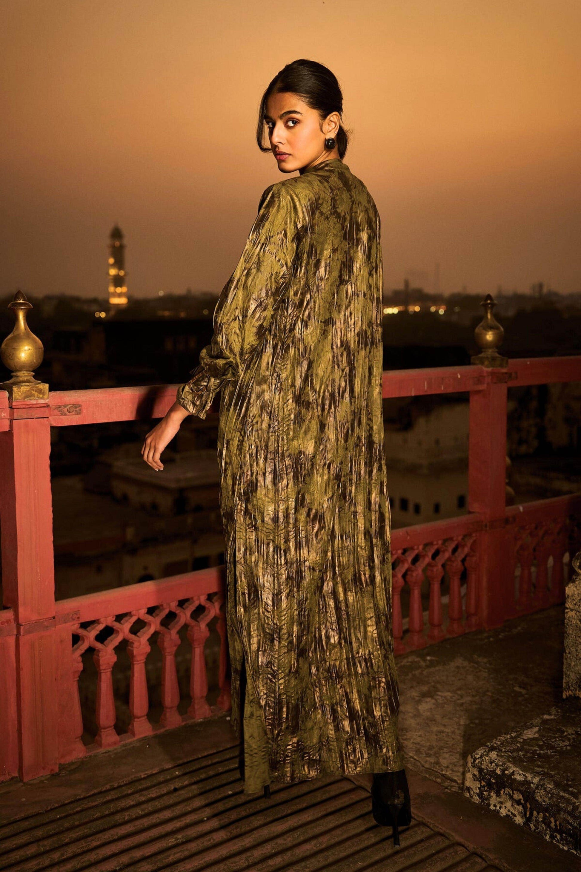 CRUSHED FOILED SHIRT DRESS - dash and dot