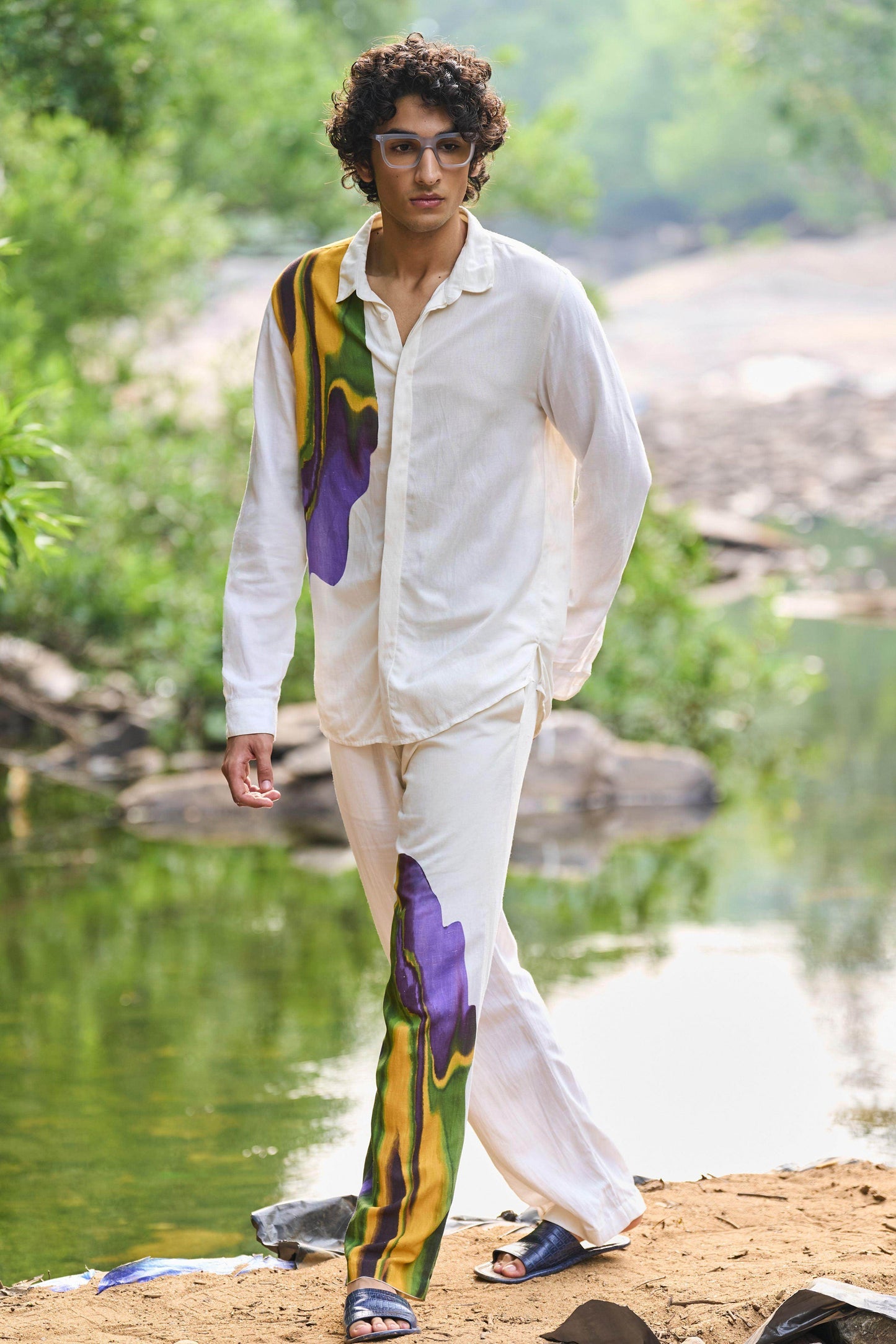 PRINTED LINEN SET - dash and dot