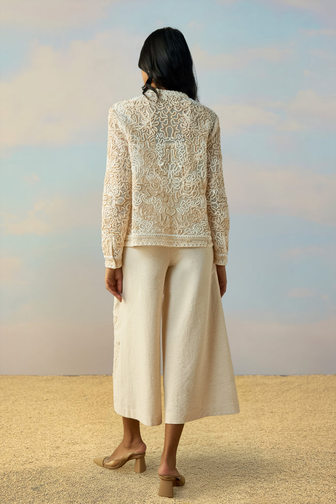 CUTWORK EMBROIDERED LINEN PANT dash and dot