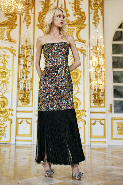 MULTICOLOUR SEQUIN FRINGE DRESS