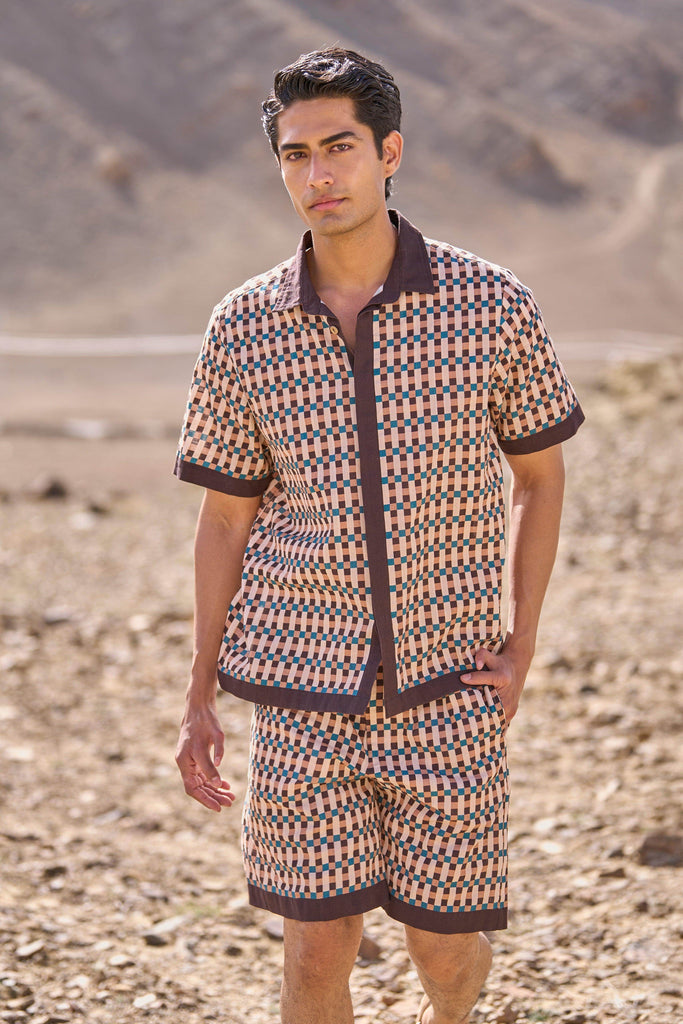 GEO PRINT POPLIN SHORTS SET - dash and dot dash and dot