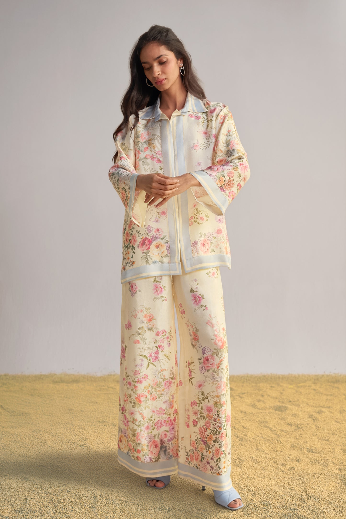 PASTEL FLORAL PRINTED PANT SET