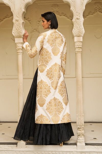 BENARES SILK BROCADE LONGLINE JACKET