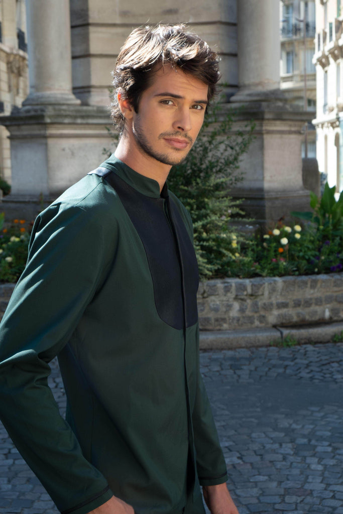 GREEN LEATHER BIB SUIT - dash and dot dash and dot