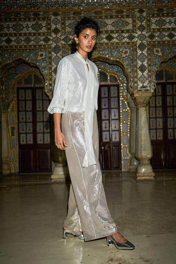 TEXTURED LAMÉ PANT SET - dash and dot dash and dot