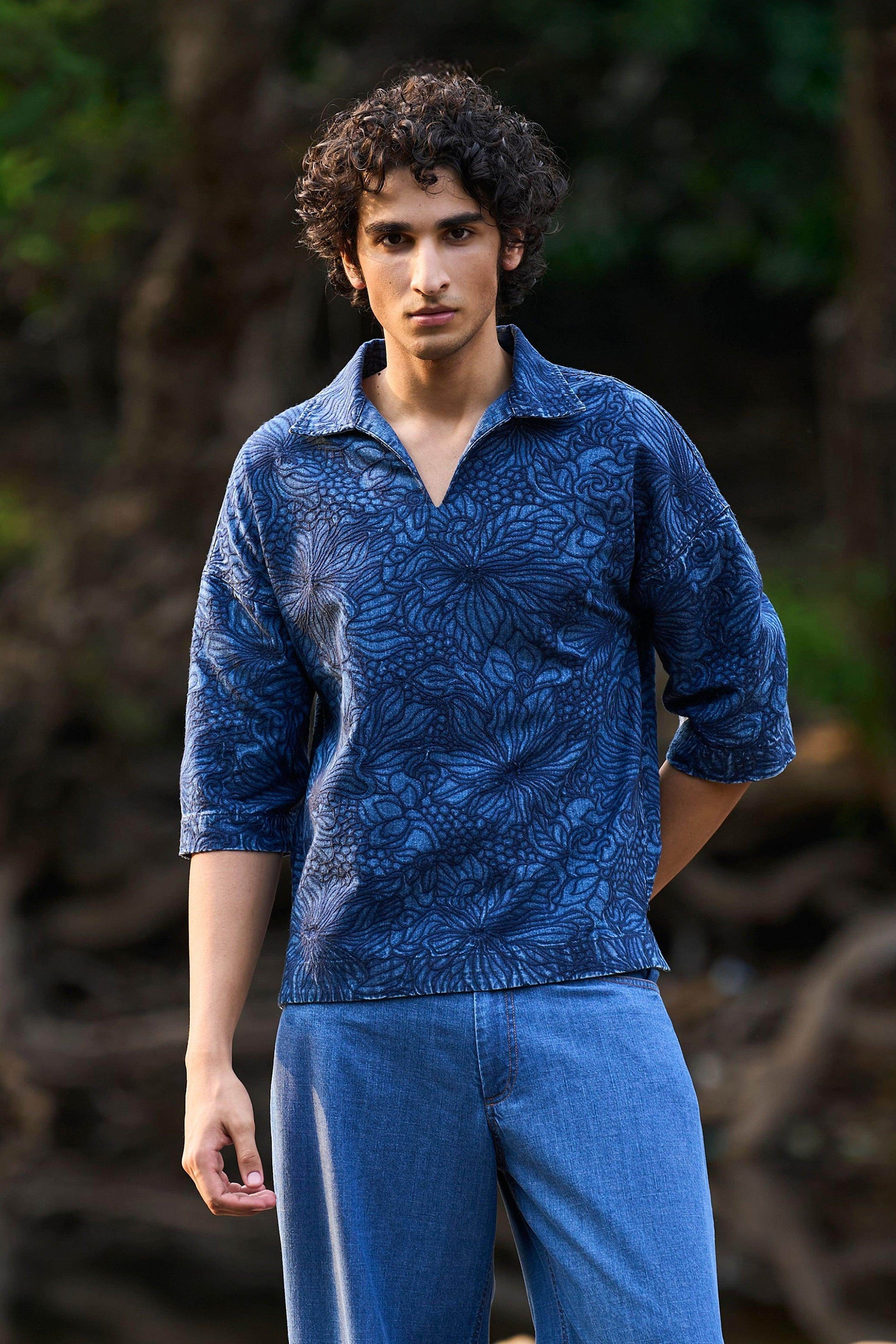 DENIM POPOVER SHIRT - dash and dot