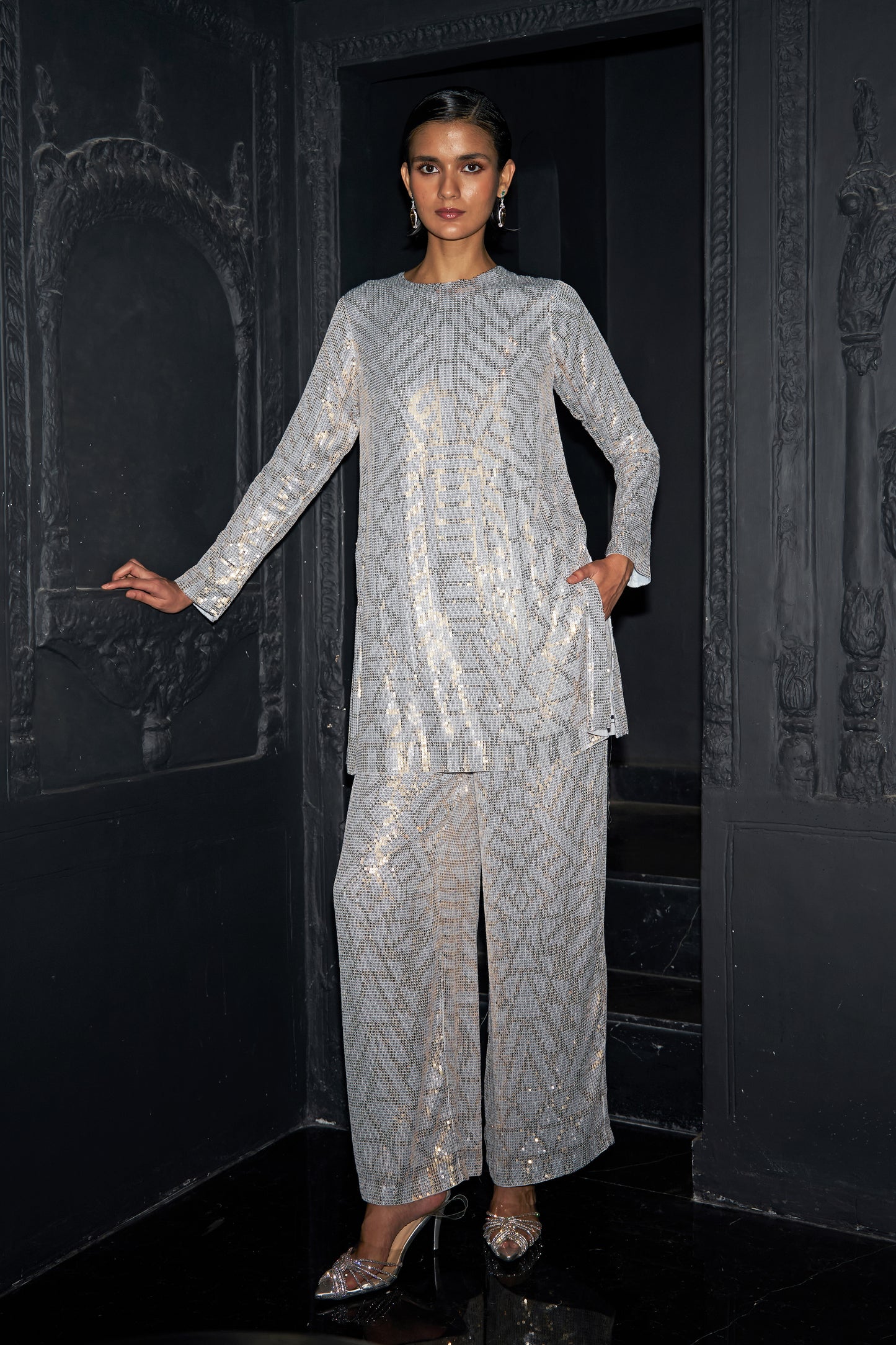 PASTEL SEQUIN EMBROIDERED PANT