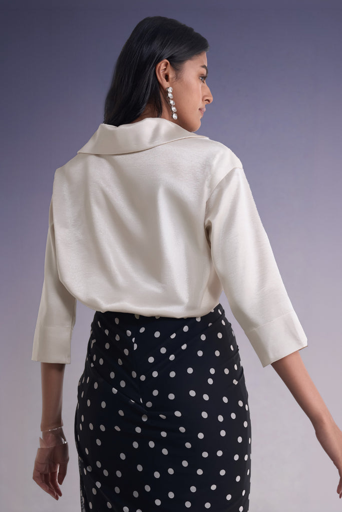 BOXY SATIN POPOVER TOP dash and dot