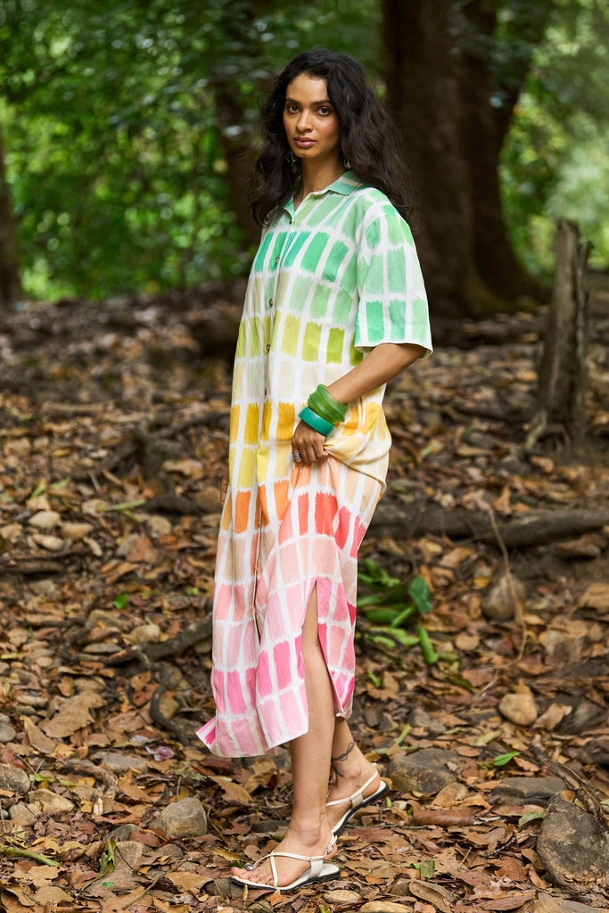 PRINTED LINEN SHIRT DRESS - dash and dot dash and dot