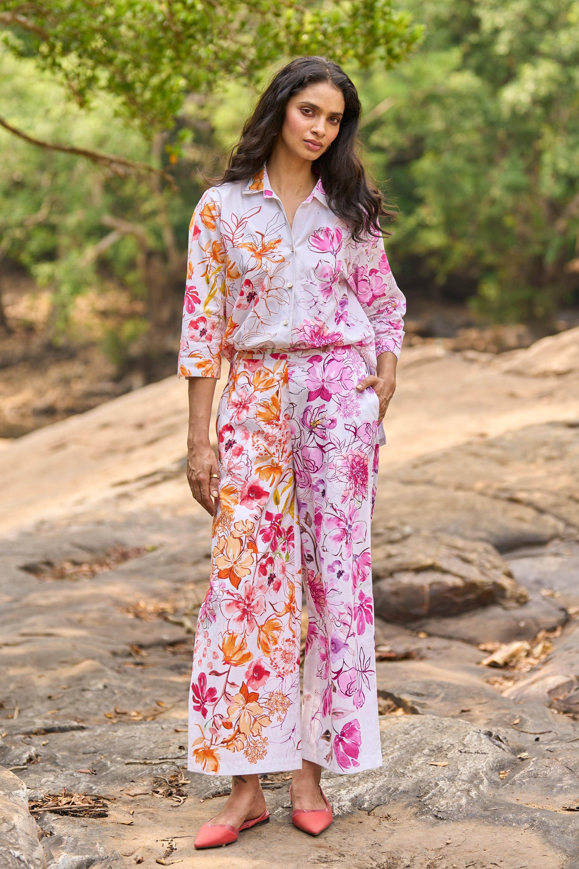 ASYMMETRIC FLORAL PRINT PANT - dash and dot