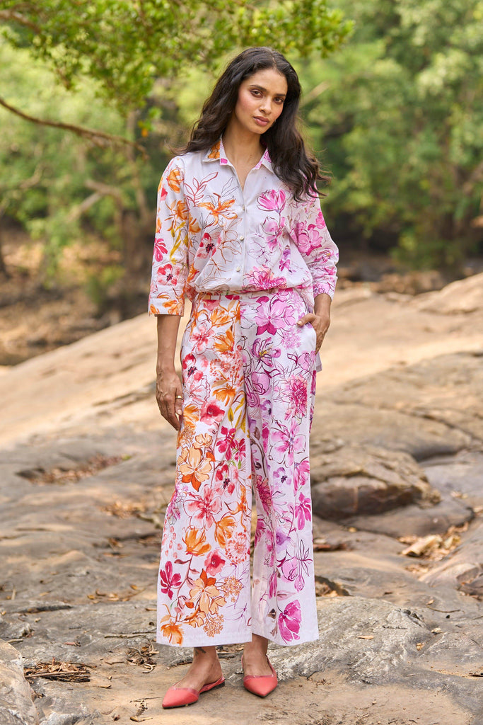 ASYMMETRIC FLORAL PRINT PANT - dash and dot dash and dot