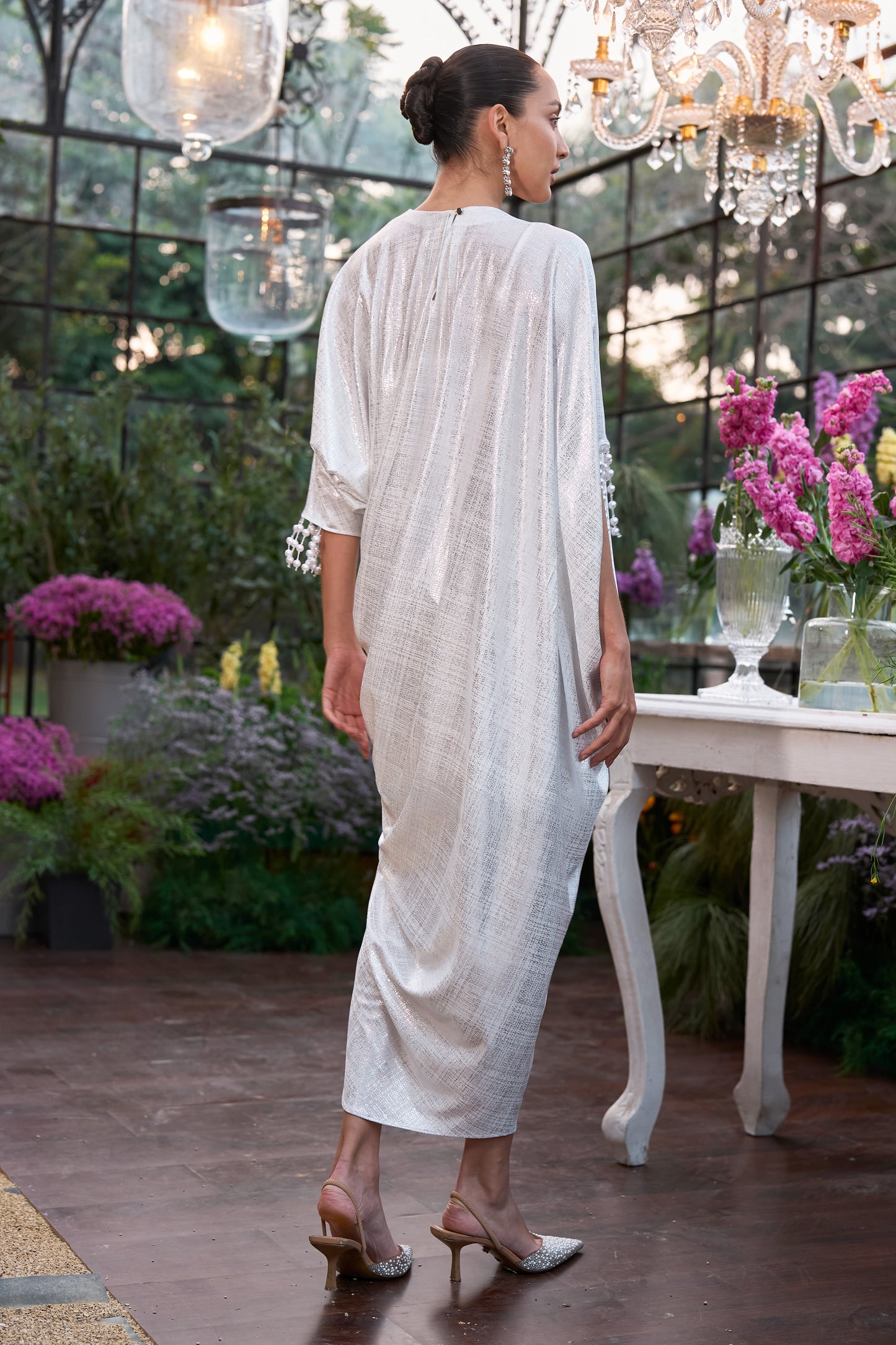 DRAPED PEARL KAFTAN