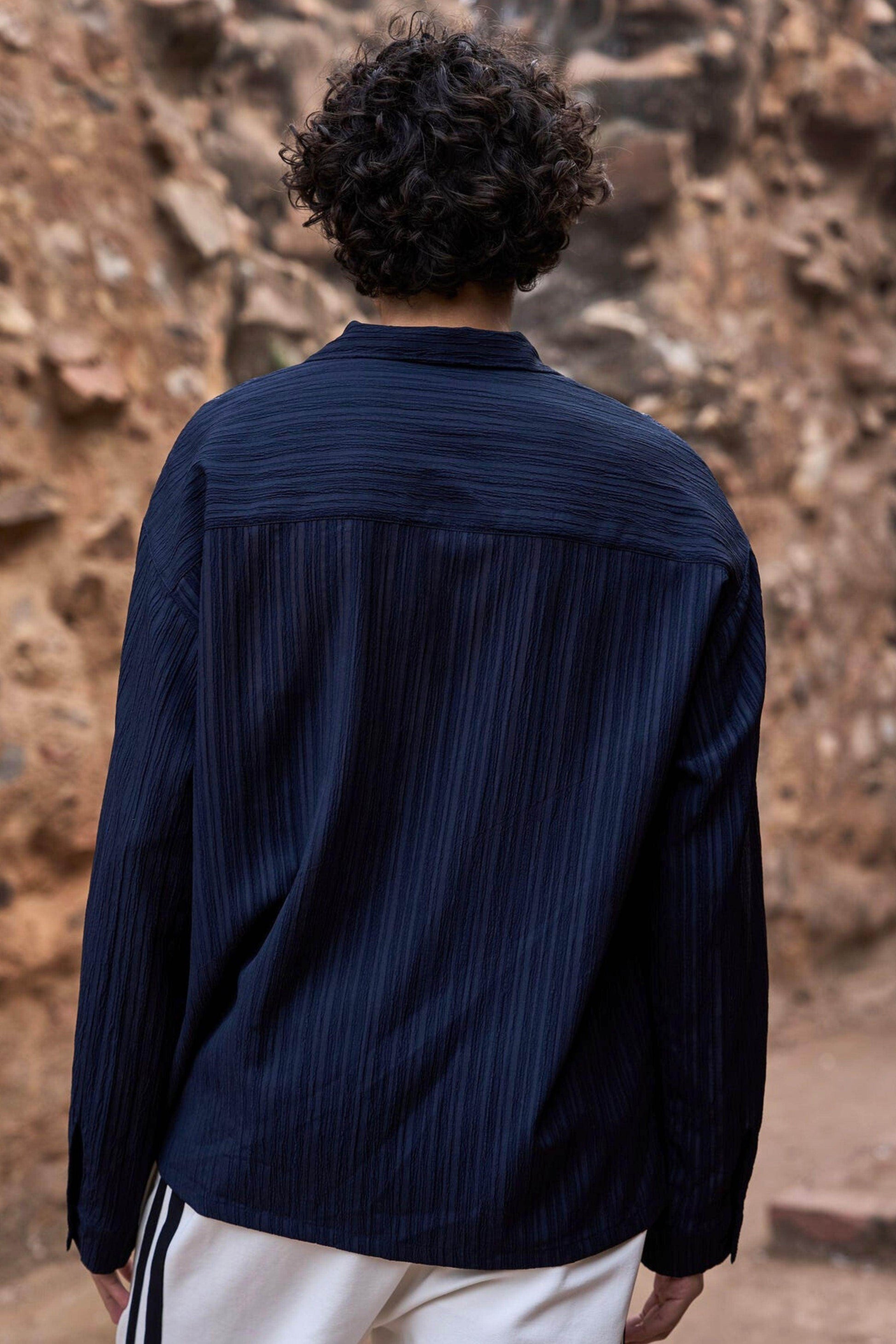 TEXTURED BOXY SHIRT - dash and dot