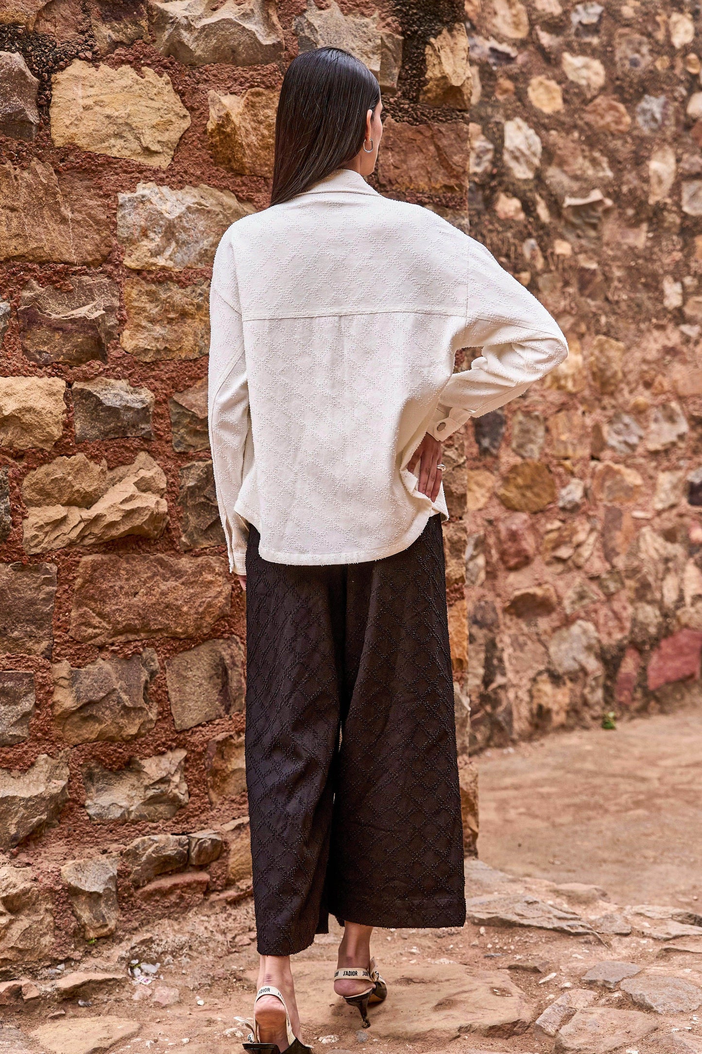 TEXTURED DENIM SHACKET AND PANT - dash and dot