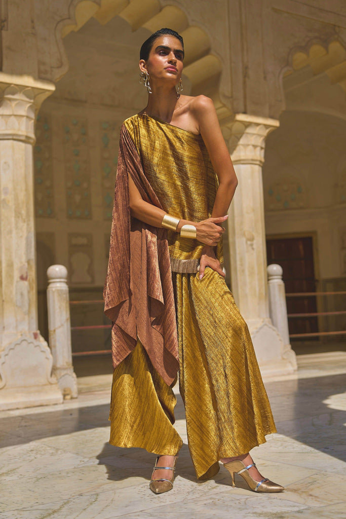 LAMÉ BLOCKED ONE SHOULDER SET - dash and dot dash and dot