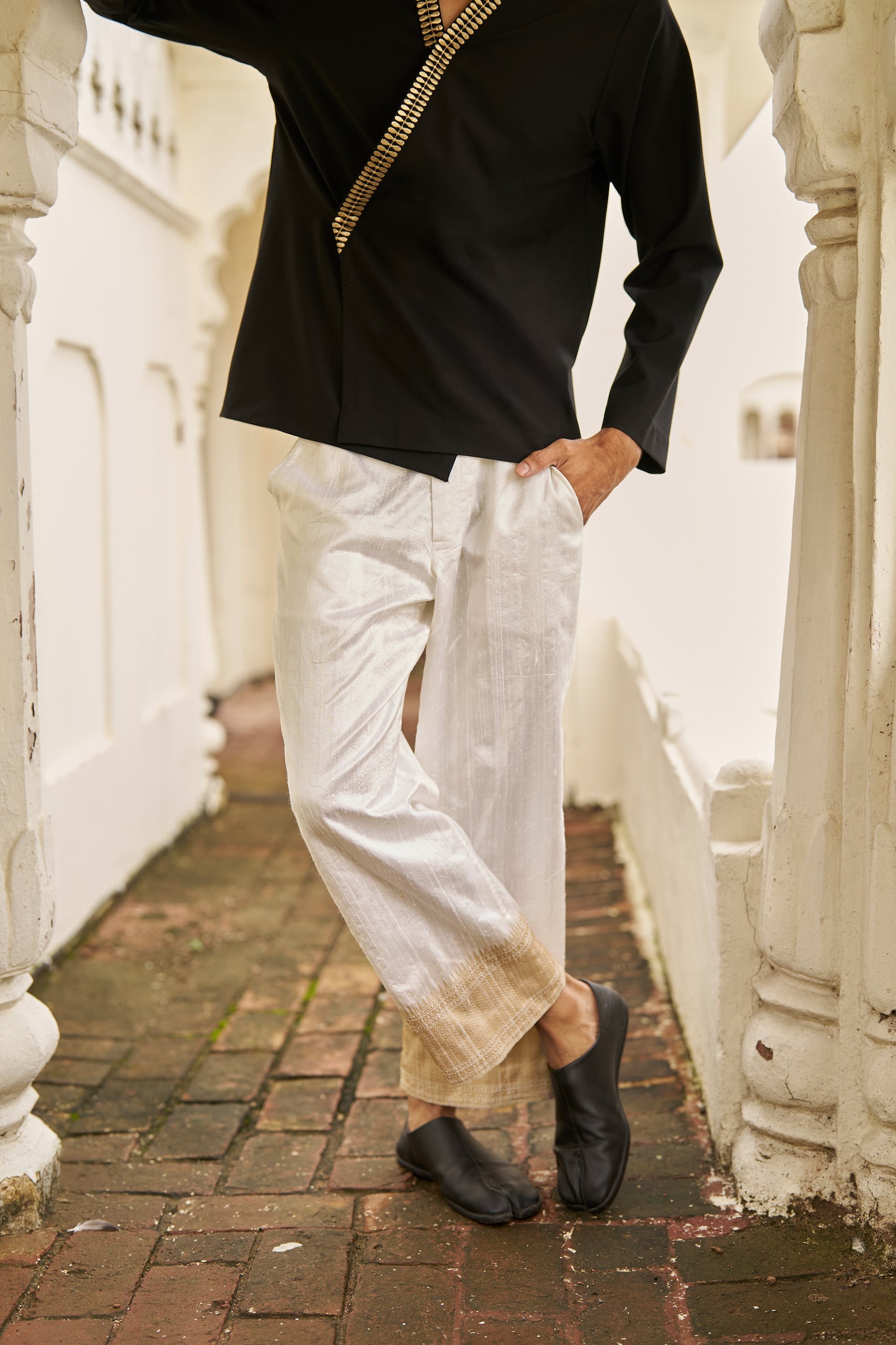 BENARES SILK BROCADE BORDER PANTS