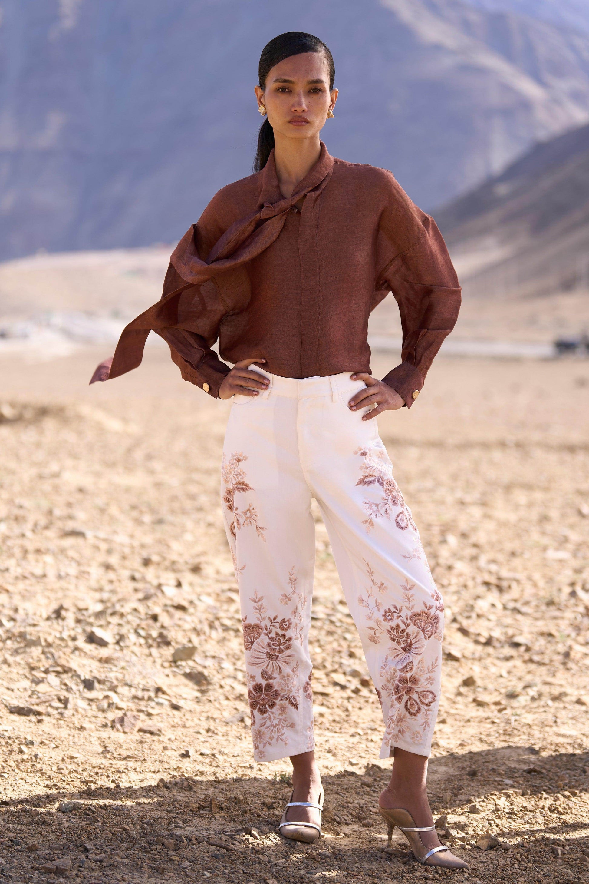 EMBROIDERED BARREL PANT - dash and dot