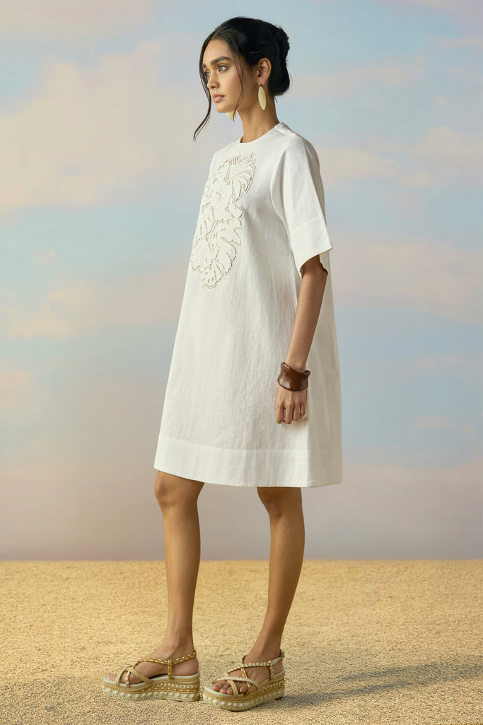 CUTWORK EMBROIDERED DENIM DRESS dash and dot