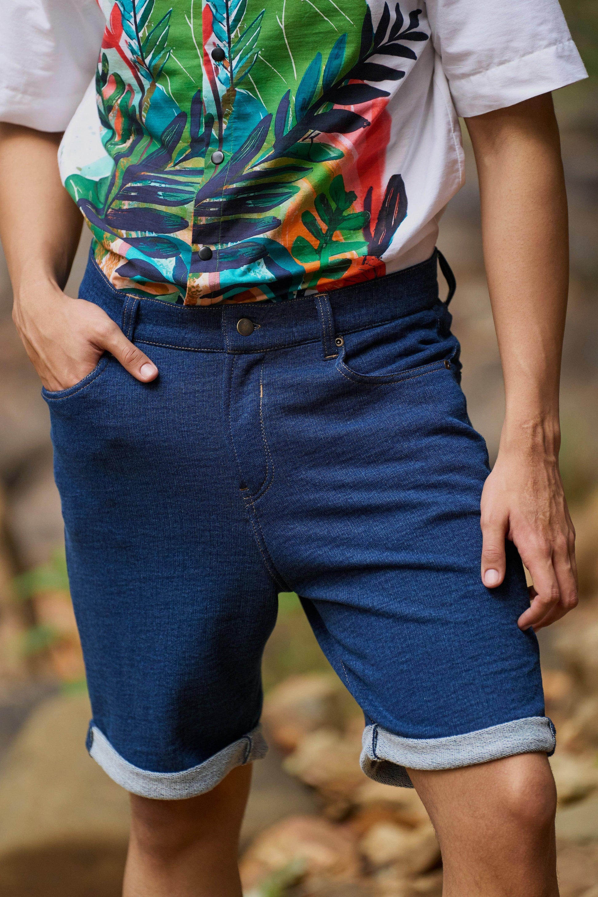 DENIM KNIT SHORTS - dash and dot