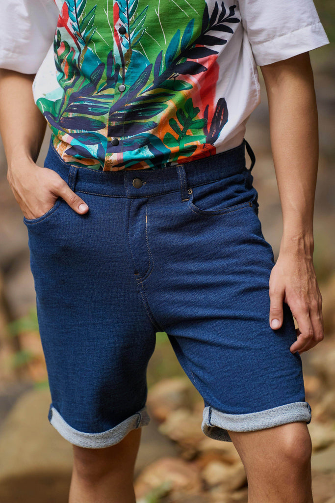 DENIM KNIT SHORTS - dash and dot dash and dot