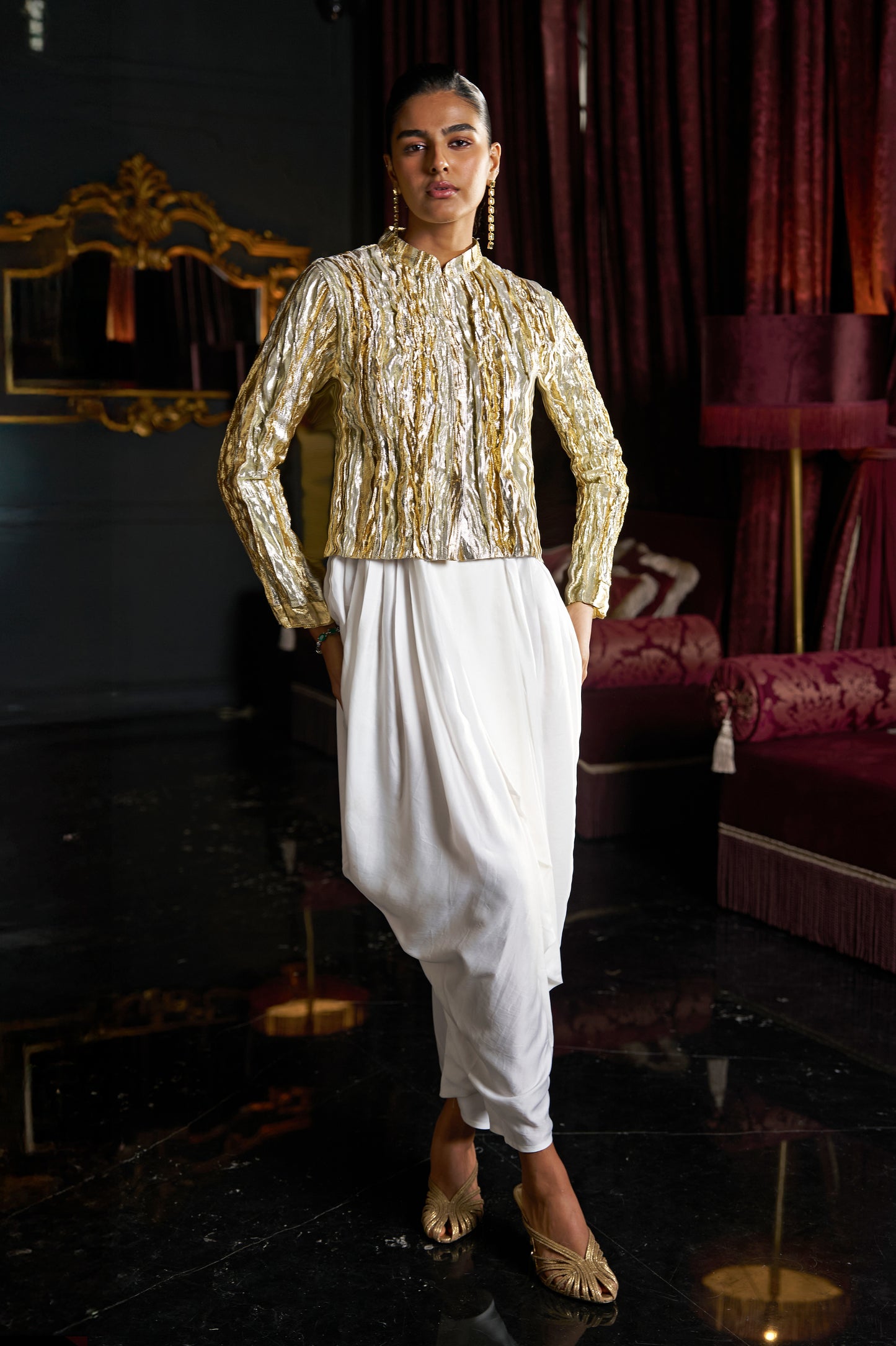 CRUSHED GOTA WEAVE BOLERO