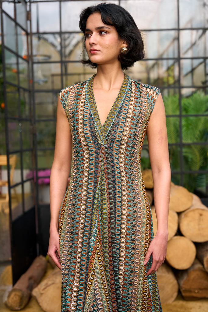 SLEEVELESS CROCHET KNIT DRESS dash and dot