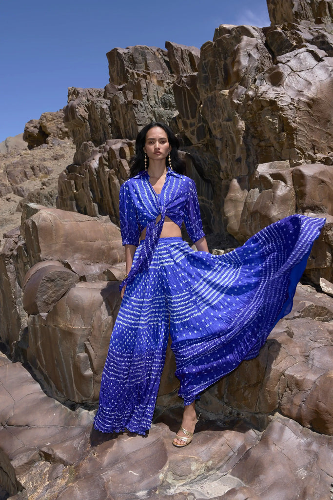 BANDHANI TOP & FLARED PANT dash and dot