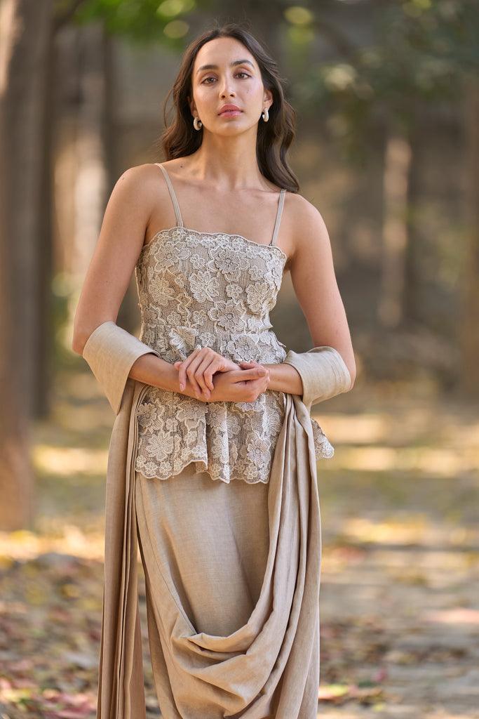 LINEN SARI DRAPE SKIRT dash and dot