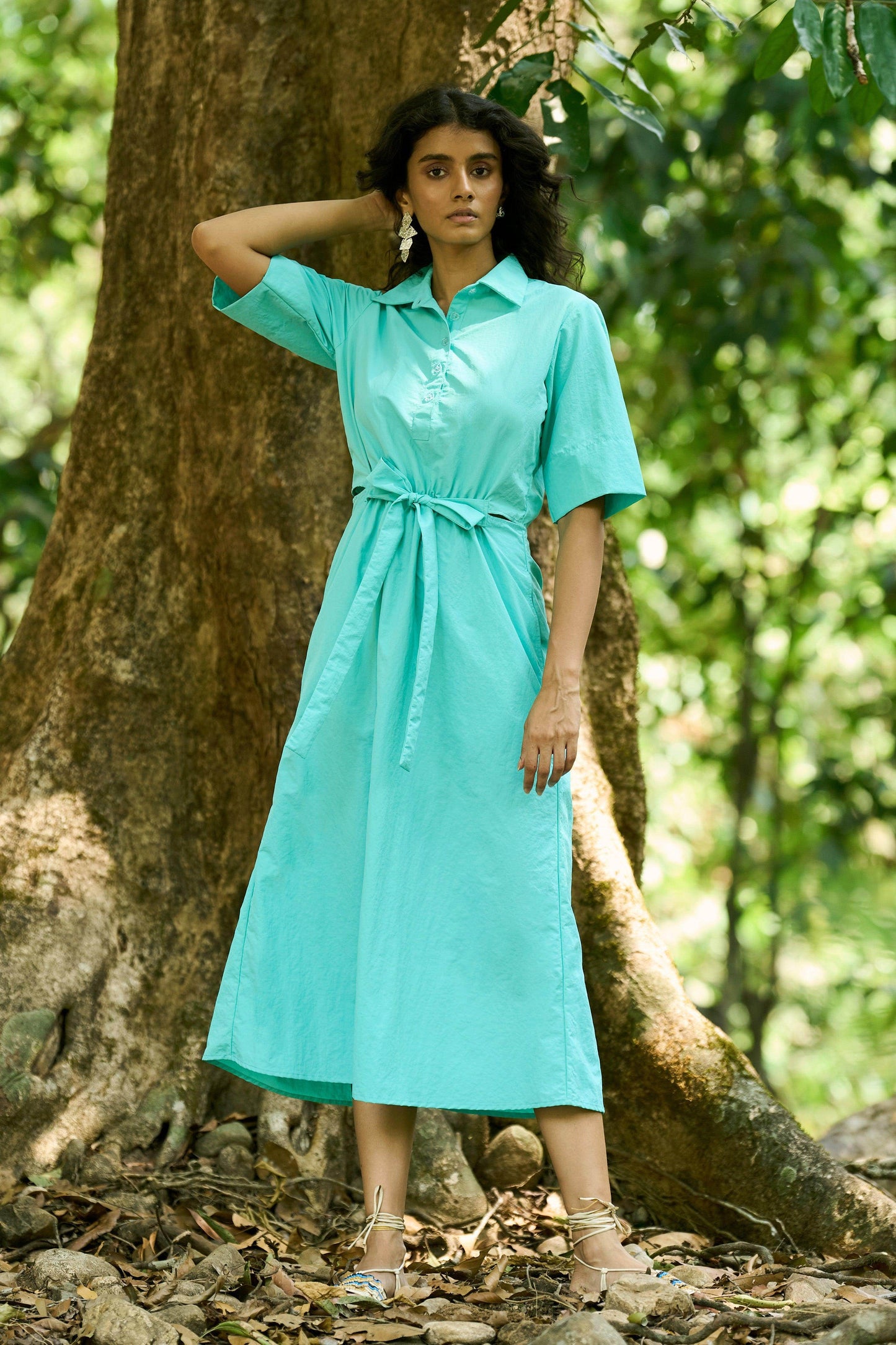 FRONT TIE SHIRT DRESS - dash and dot